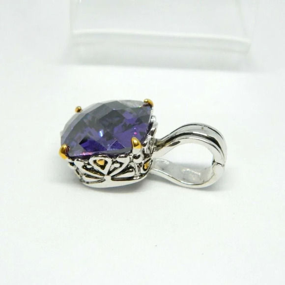 Purple Faceted Glass Large Rhinestone Dual Tone - Picture 3 of 4